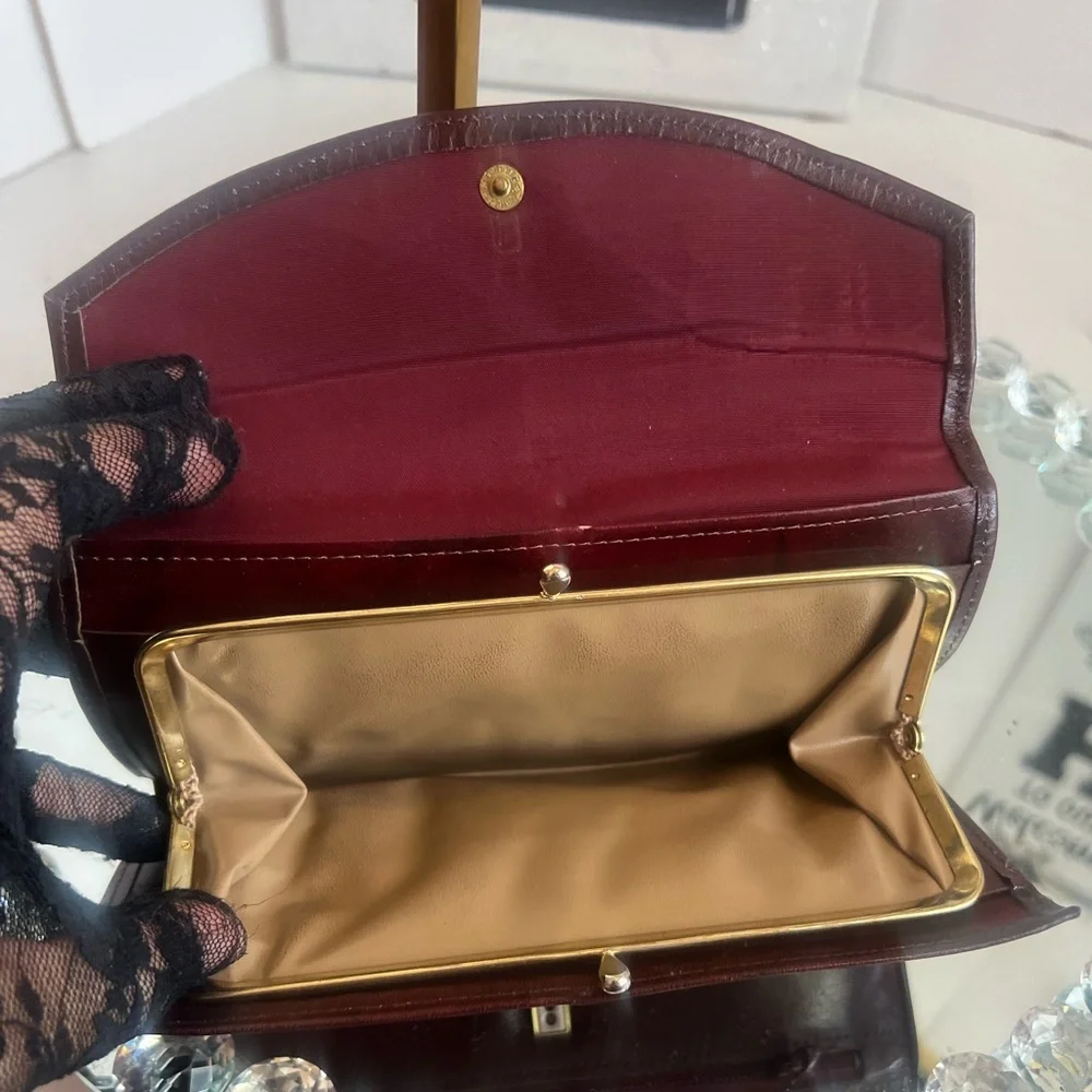 Rolfs Vintage Cowhide  burgundy Leather Checkbook Wallet